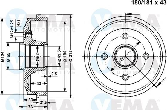 VEMA 800998 - Спирачен барабан vvparts.bg