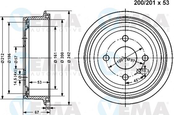 VEMA 800992 - Спирачен барабан vvparts.bg