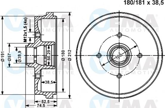 VEMA 800977 - Спирачен барабан vvparts.bg