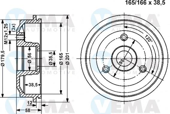 VEMA 800842 - Спирачен барабан vvparts.bg