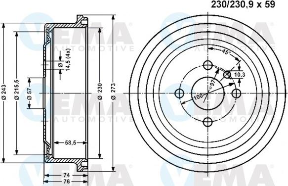 VEMA 800830 - Спирачен барабан vvparts.bg