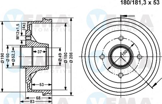 VEMA 800833 - Спирачен барабан vvparts.bg