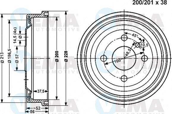 VEMA 800827 - Спирачен барабан vvparts.bg