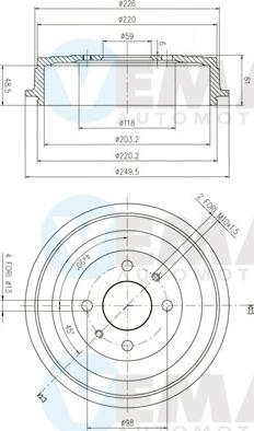 VEMA 801499 - Спирачен барабан vvparts.bg