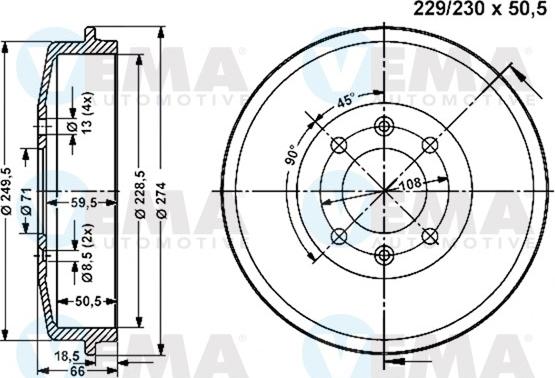 VEMA 801095 - Спирачен барабан vvparts.bg