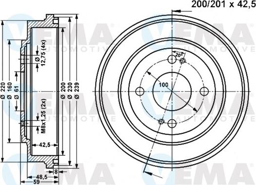 VEMA 801049 - Спирачен барабан vvparts.bg