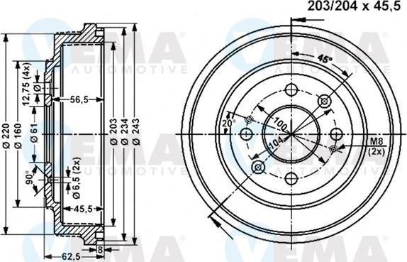 VEMA 801062 - Спирачен барабан vvparts.bg