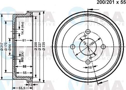 VEMA 801075 - Спирачен барабан vvparts.bg