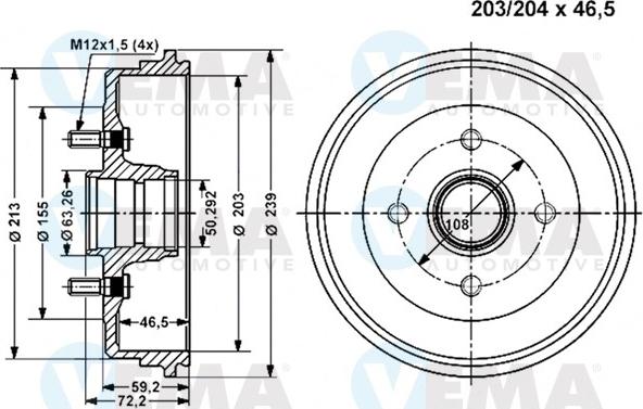 VEMA 801150 - Спирачен барабан vvparts.bg