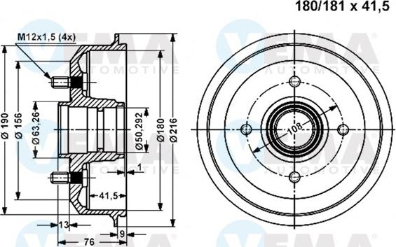 VEMA 801151 - Спирачен барабан vvparts.bg