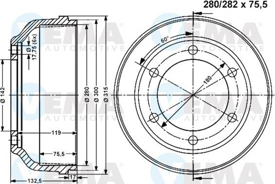 VEMA 801164 - Спирачен барабан vvparts.bg