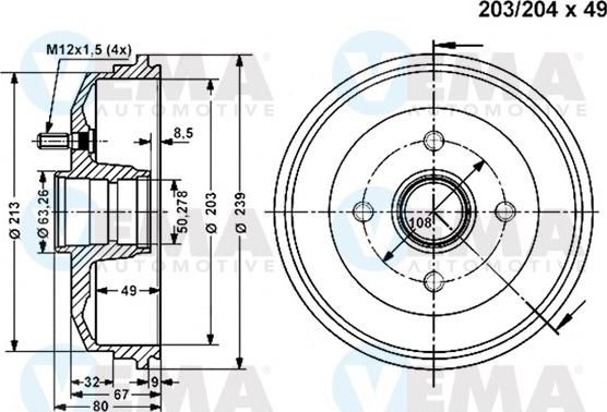 VEMA 801166 - Спирачен барабан vvparts.bg