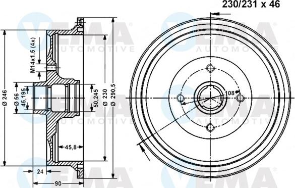 VEMA 801114 - Спирачен барабан vvparts.bg