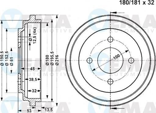 VEMA 801295 - Спирачен барабан vvparts.bg