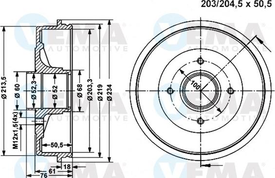 VEMA 801218 - Спирачен барабан vvparts.bg