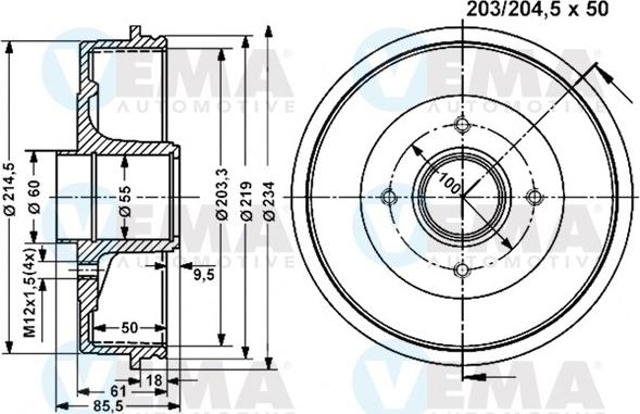 VEMA 801220 - Спирачен барабан vvparts.bg