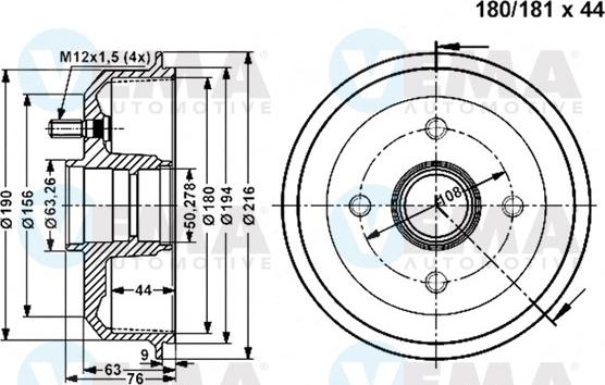 VEMA 801278 - Спирачен барабан vvparts.bg