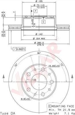 Villar 628.1914 - Спирачен диск vvparts.bg