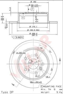 Villar 628.1593 - Спирачен диск vvparts.bg