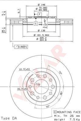 Villar 628.1891 - Спирачен диск vvparts.bg