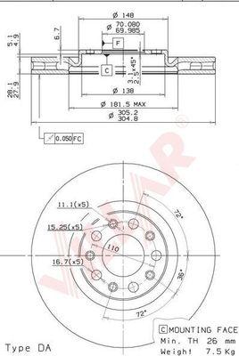 Villar 628.1868 - Спирачен диск vvparts.bg