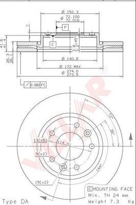 Villar 628.1825 - Спирачен диск vvparts.bg