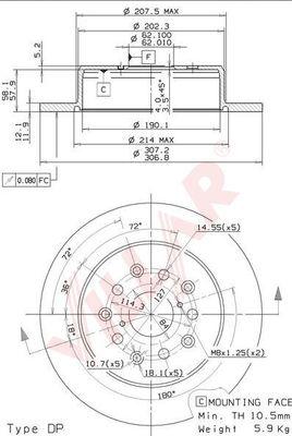 Villar 628.2058 - Спирачен диск vvparts.bg