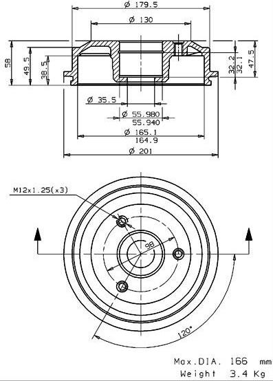 Villar 627.0044 - Спирачен барабан vvparts.bg