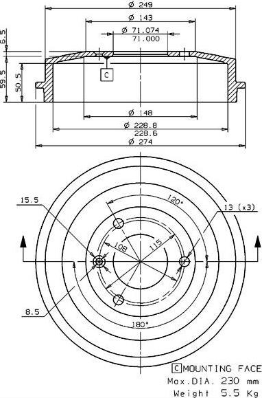 Villar 627.0043 - Спирачен барабан vvparts.bg