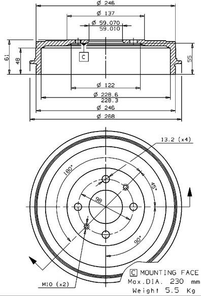 Villar 627.0058 - Спирачен барабан vvparts.bg