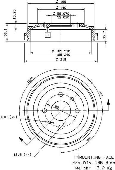 Villar 627.0019 - Спирачен барабан vvparts.bg