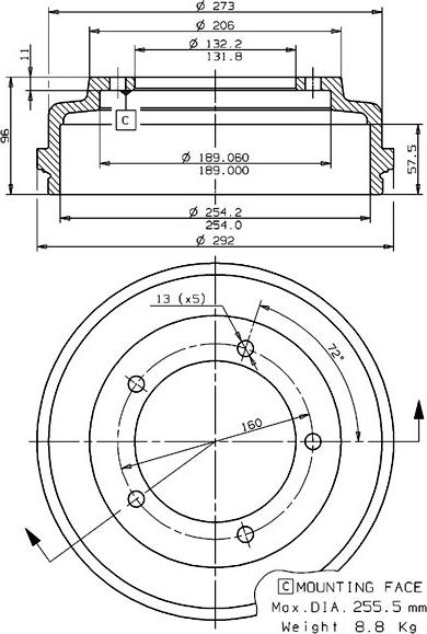 Villar 627.0086 - Спирачен барабан vvparts.bg