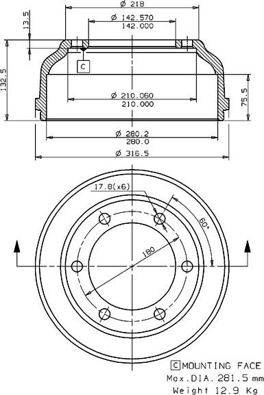 Villar 627.0087 - Спирачен барабан vvparts.bg