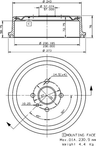 Villar 627.0070 - Спирачен барабан vvparts.bg