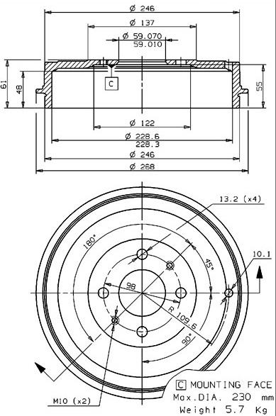 Villar 627.0141 - Спирачен барабан vvparts.bg