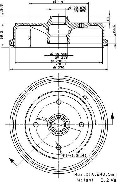 Villar 627.0162 - Спирачен барабан vvparts.bg