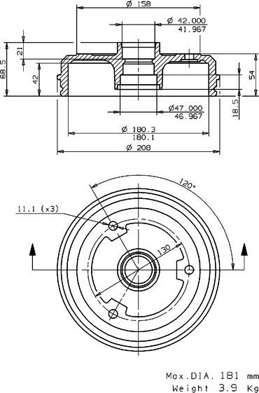 Villar 627.0209 - Спирачен барабан vvparts.bg