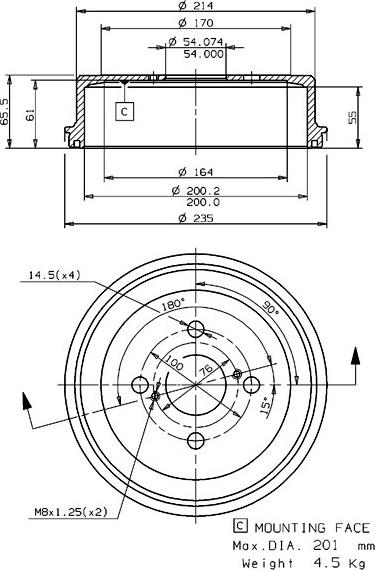 Villar 627.0215 - Спирачен барабан vvparts.bg