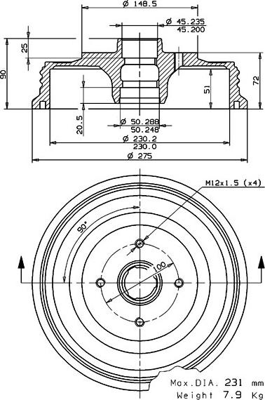 Villar 627.0238 - Спирачен барабан vvparts.bg