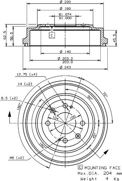 Villar 627.0221 - Спирачен барабан vvparts.bg