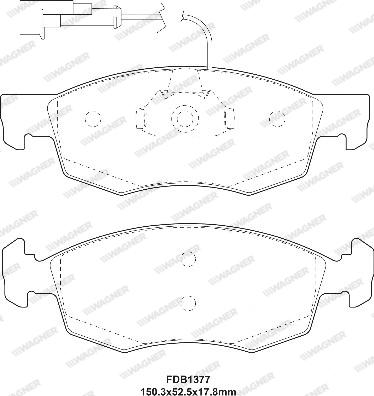 Wagner WBP20907A - Комплект спирачно феродо, дискови спирачки vvparts.bg