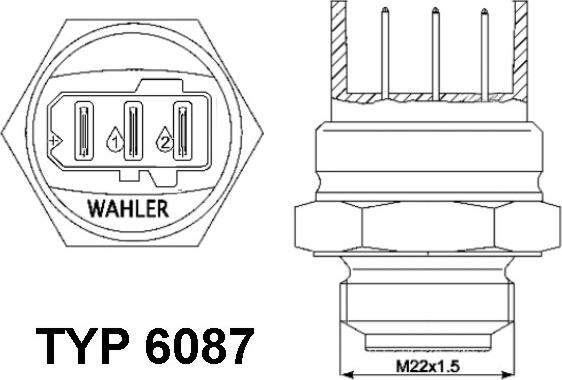 WAHLER 6087.87D - Термошалтер, вентилатор на радиатора vvparts.bg