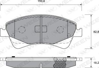 Ween 151-0015 - Комплект спирачно феродо, дискови спирачки vvparts.bg