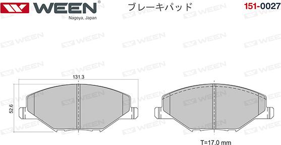 Ween 151-0027 - Комплект спирачно феродо, дискови спирачки vvparts.bg