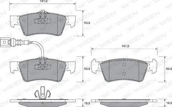 Ween 151-1906 - Комплект спирачно феродо, дискови спирачки vvparts.bg