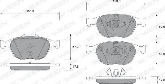 Ween 151-1926 - Комплект спирачно феродо, дискови спирачки vvparts.bg