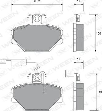 Ween 151-1459 - Комплект спирачно феродо, дискови спирачки vvparts.bg