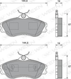 Ween 151-1451 - Комплект спирачно феродо, дискови спирачки vvparts.bg