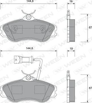 Ween 151-1452 - Комплект спирачно феродо, дискови спирачки vvparts.bg