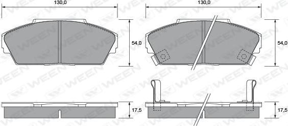 Ween 151-1406 - Комплект спирачно феродо, дискови спирачки vvparts.bg